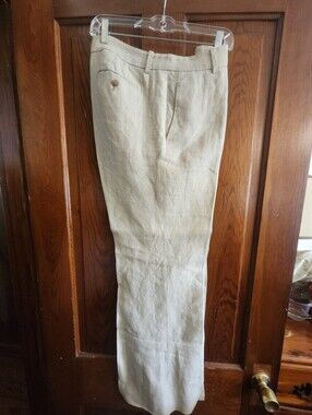 LOFT Beige 100% Linen Tailored Pants